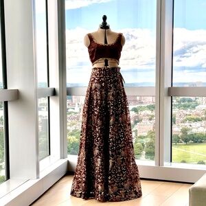 Cocoa Soirée Skirt with 2 Blouses NWT from  The Saree Room